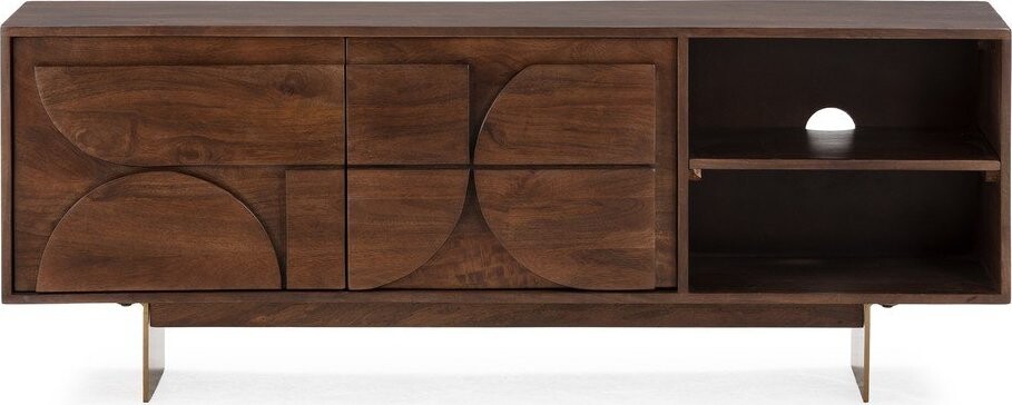 Hnědý TV stolek z mangového dřeva 145x55x40 cm Trisha – MOME