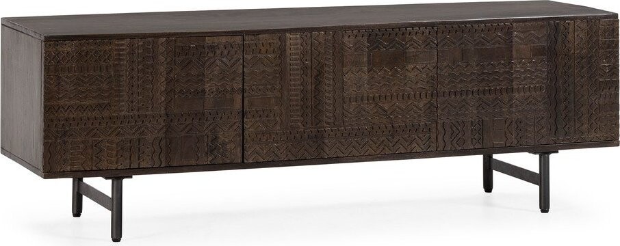 Tmavě hnědý TV stolek z mangového dřeva 145x48x40 cm Kalai – MOME