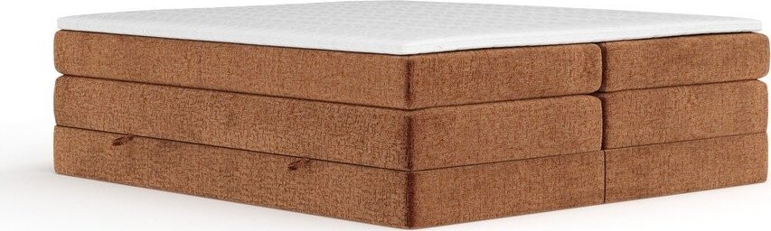 Oranžová boxspring postel s úložným prostorem/bez čela 140x200 cm Juniper – Maison de Rêve