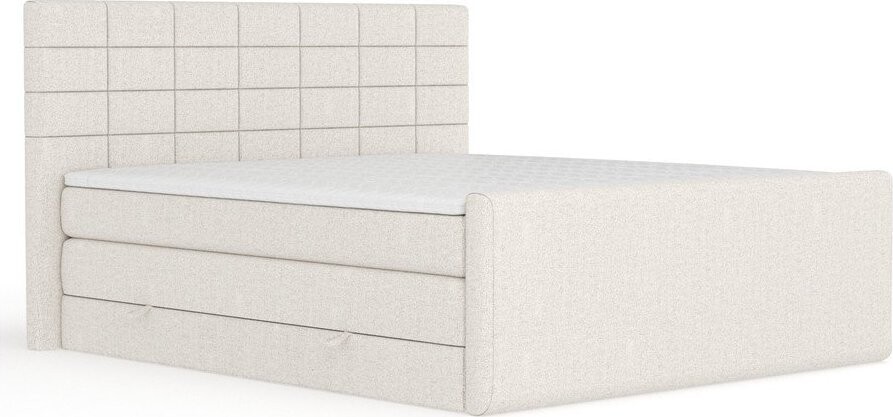 Béžová boxspring postel s úložným prostorem 200x200 cm Ava – Maison de Rêve