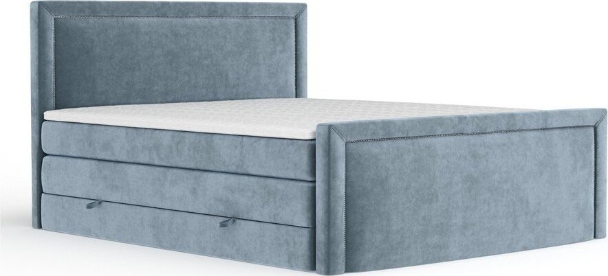 Modrá boxspring postel s úložným prostorem 200x200 cm Lavenda – Maison de Rêve