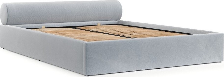 Světle šedá čalouněná dvoulůžková postel s úložným prostorem s roštem 200x200 cm Solvo – Maison de Rêve