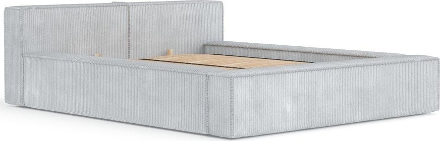 Světle šedá čalouněná dvoulůžková postel s úložným prostorem s roštem 140x200 cm Voliera – Maison de Rêve