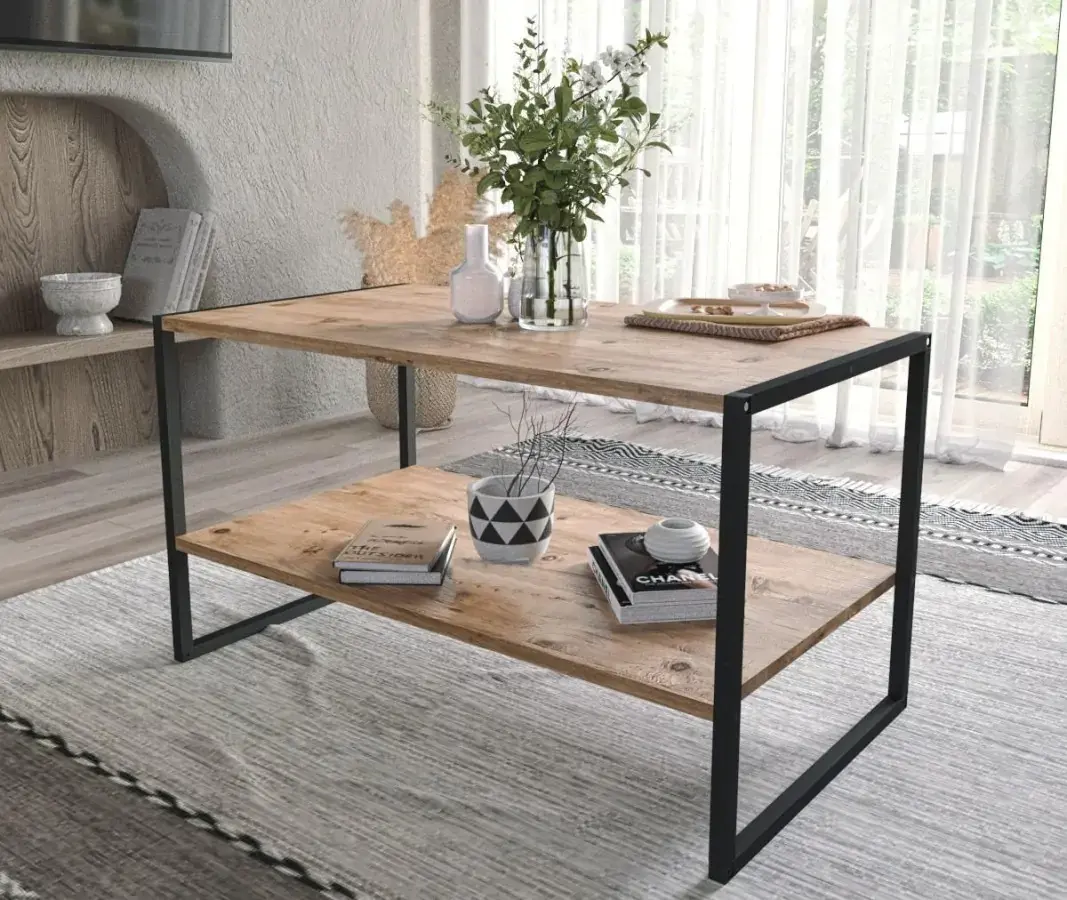 Casarredo Konferenční stolek MAYER - borovice/černá