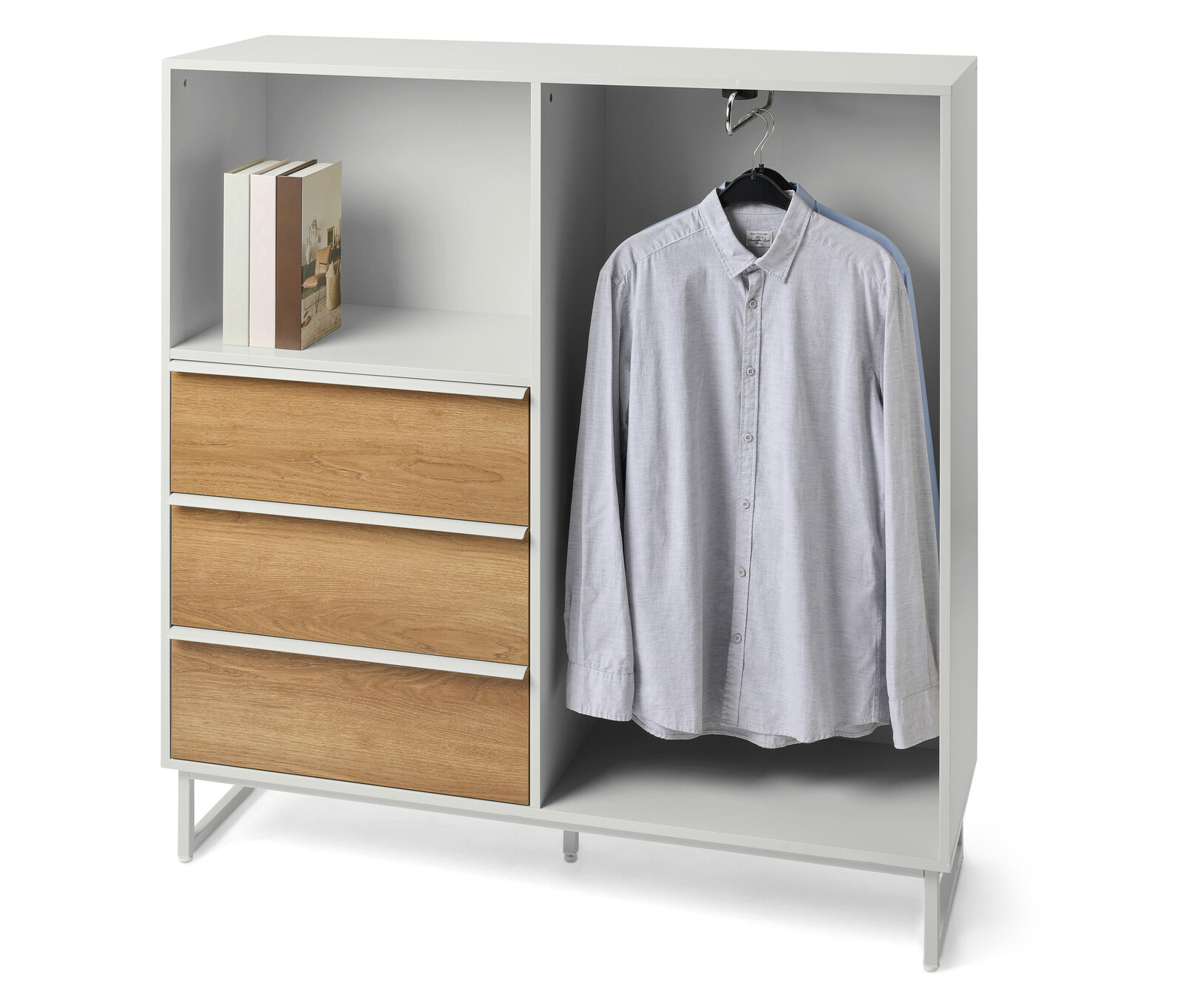 Tchibo - Komoda »Leeg« se 3 zásuvkami a šatní tyčí - barva: šedá