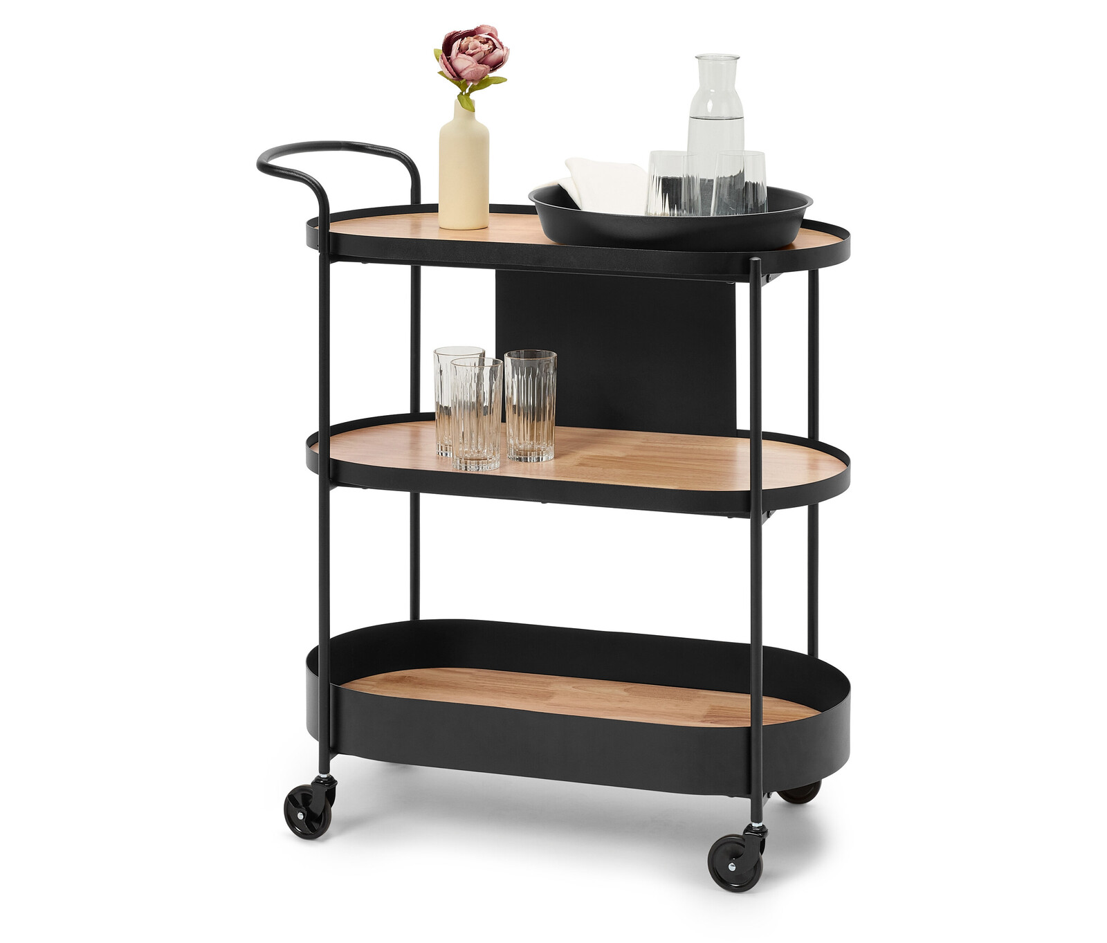 Tchibo - Servírovací vozík s podnosem - barva: černá