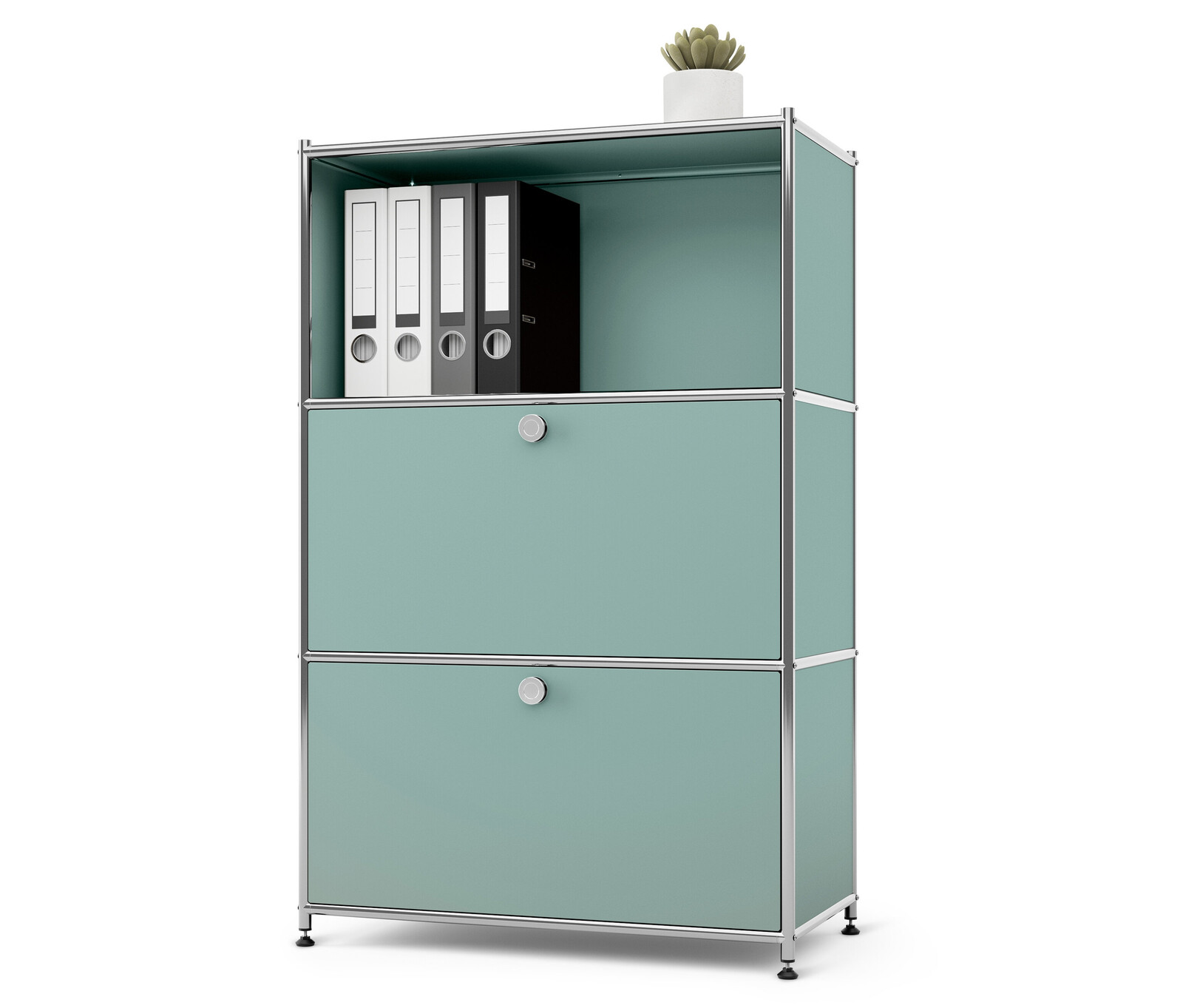 Tchibo - Kovová komoda CN3 se 2 výklopnými dvířky - barva: zelená