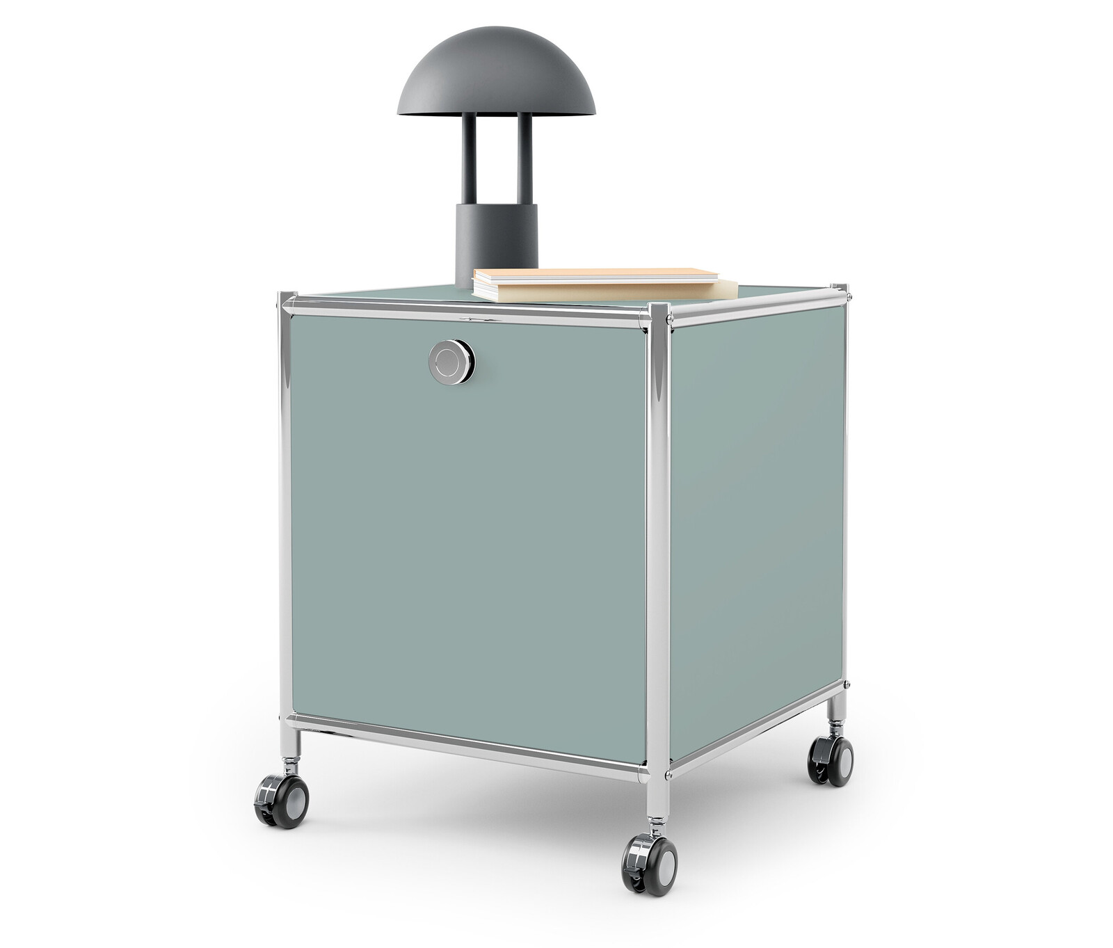 Tchibo - Kovový odkládací stolek »Cn3« s 1 výklopnými dvířky - barva: zelená