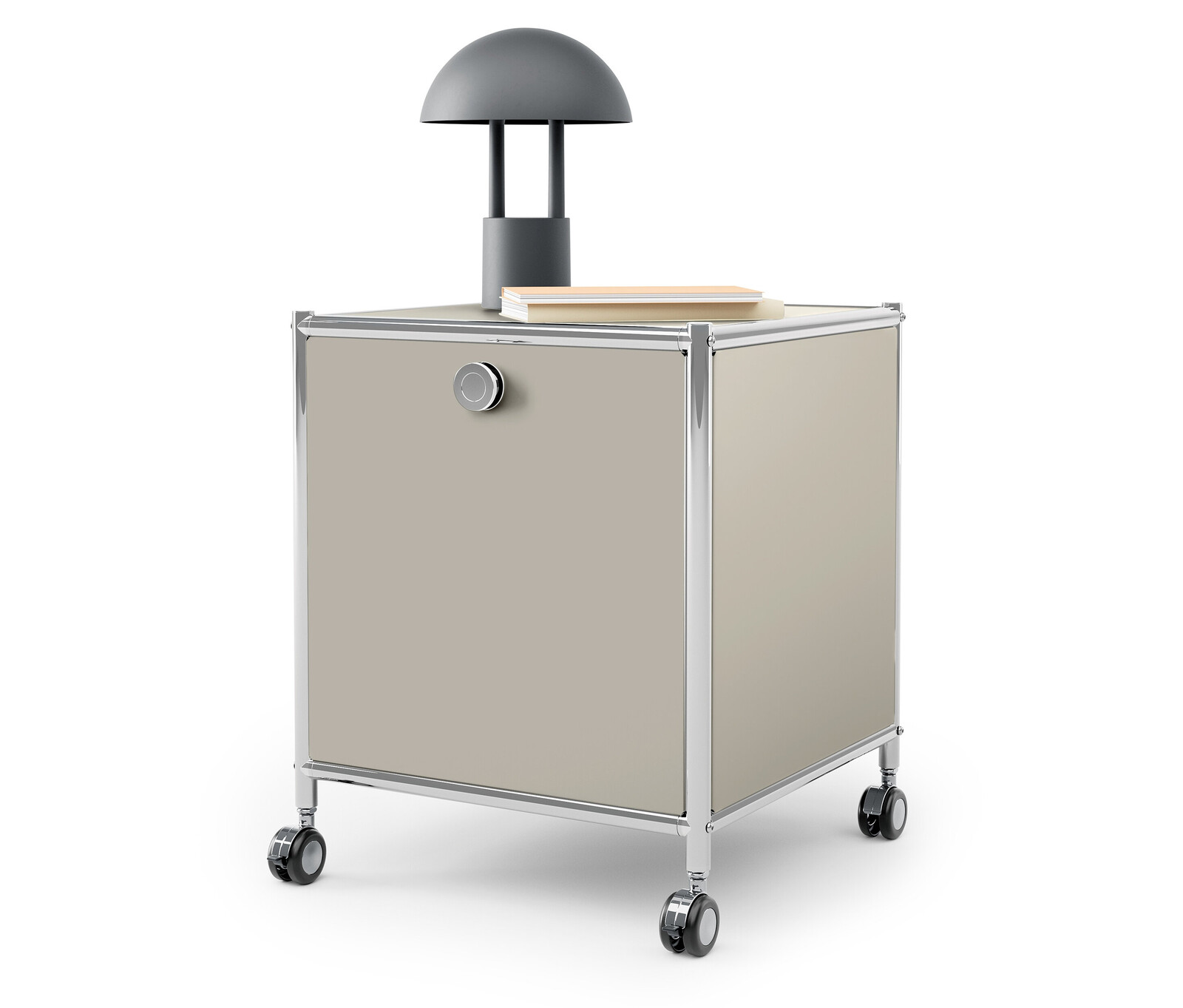 Tchibo - Kovový odkládací stolek »Cn3« s 1 výklopnými dvířky - barva: šedá