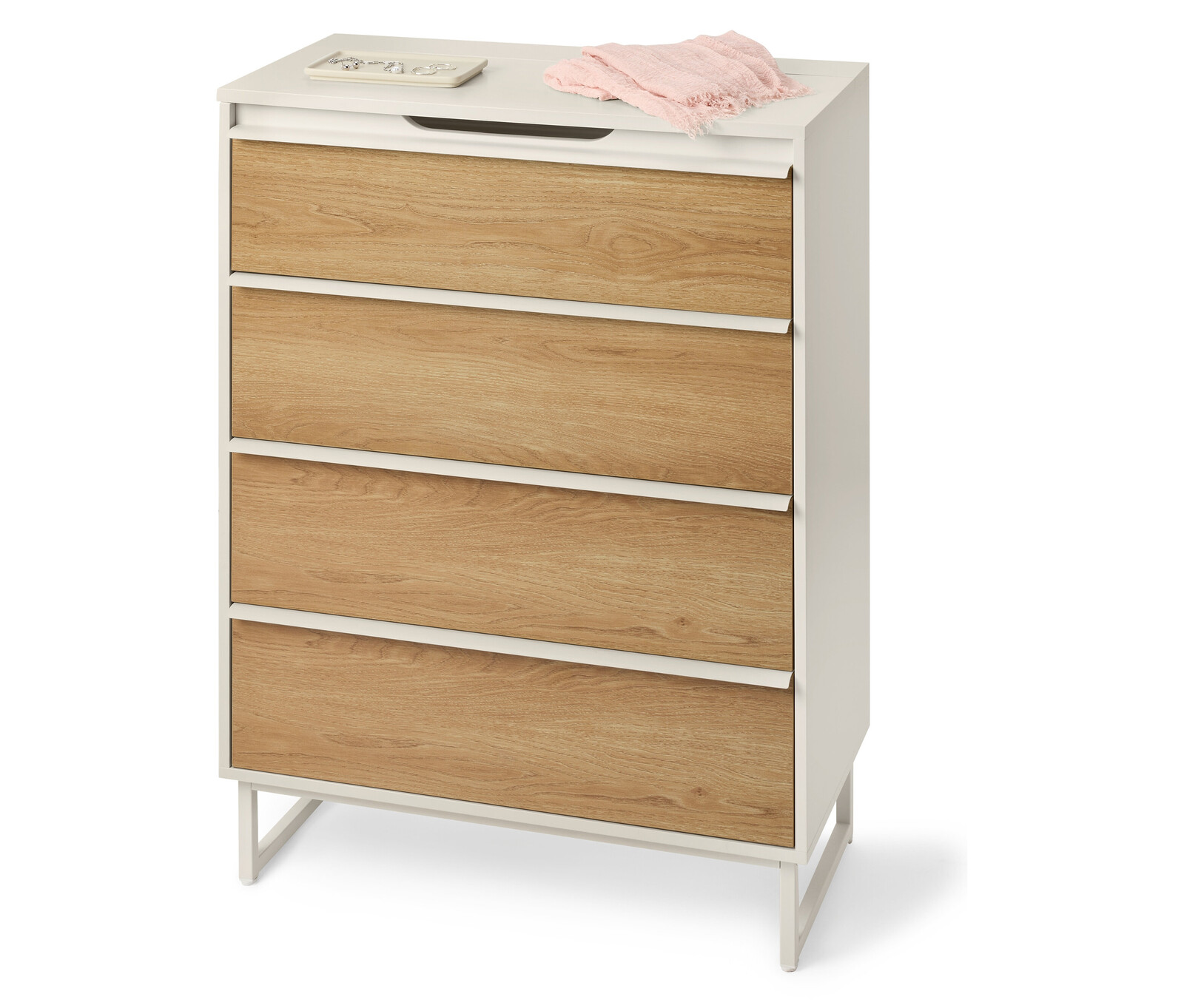 Tchibo - Komoda »Leeg« se 4 zásuvkami a zrcadlem - barva: šedá