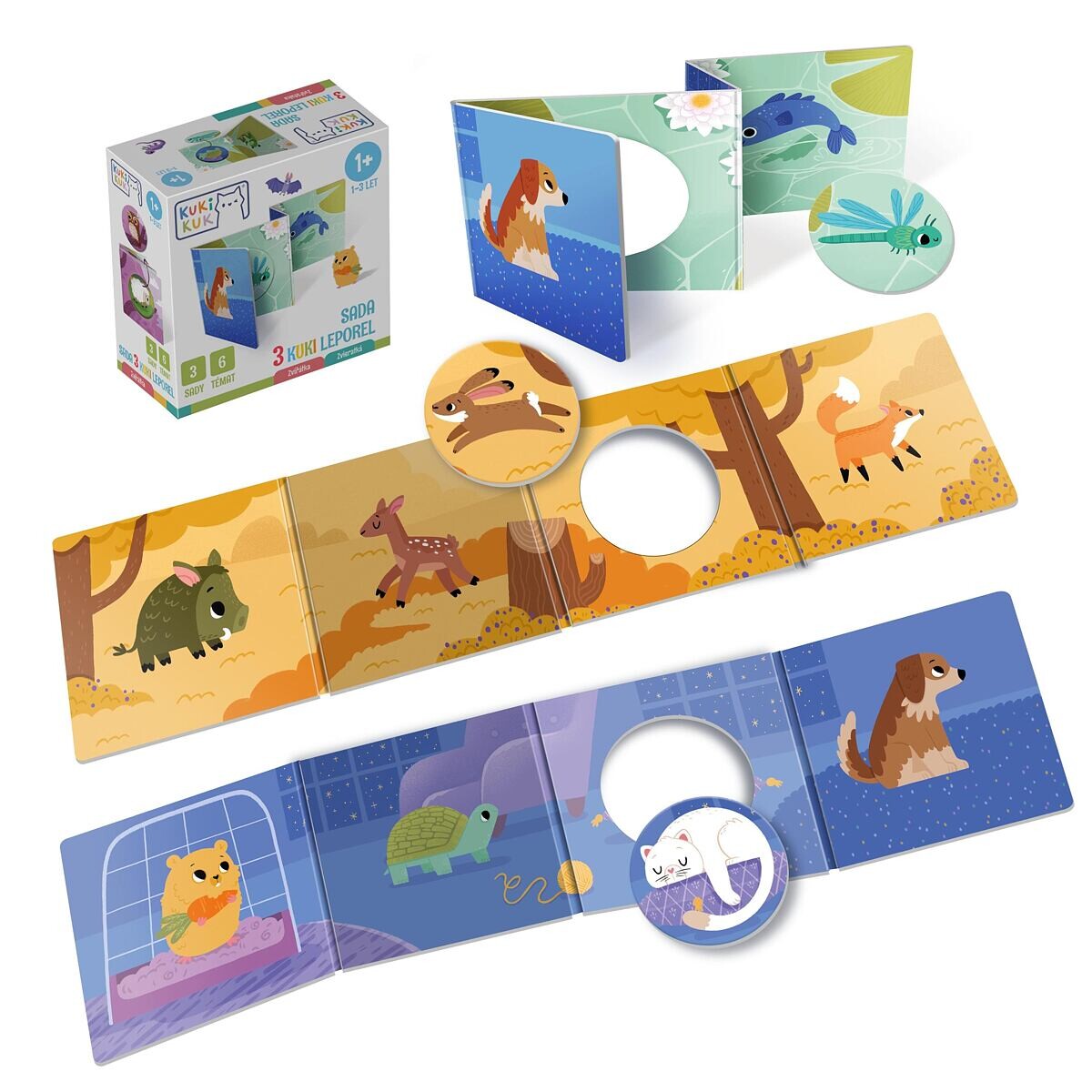 KukiKuk - Sada 3 KUKI leporel - Zvířátka
