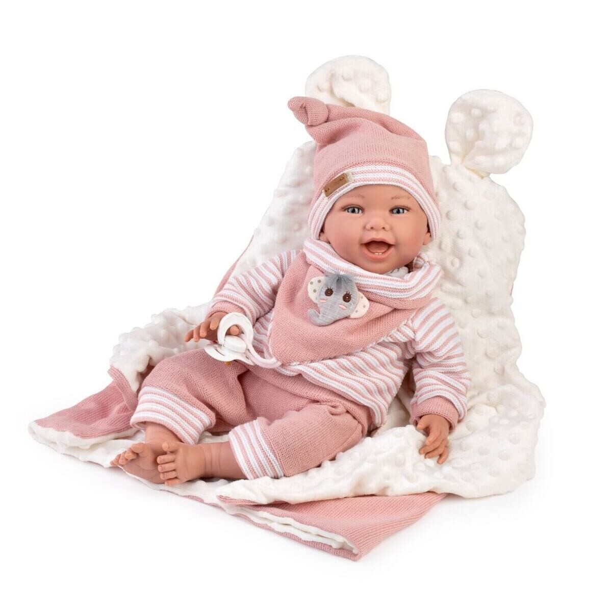 Guca 10261 OLIVIE - zátěžová realistická panenka miminko s měkkým látkovým tělem - 42 cm