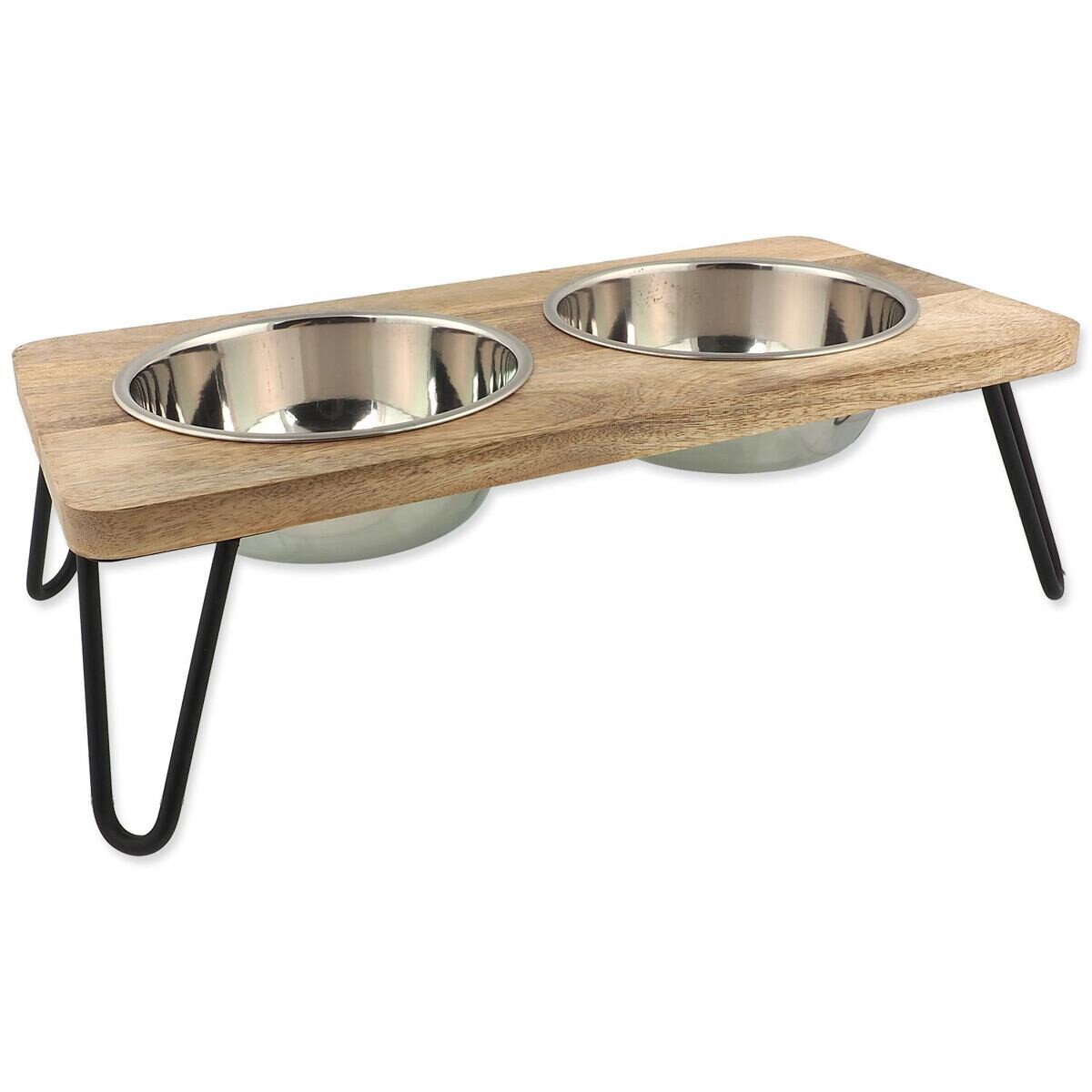 Misky Dog Fantasy nerez s dřevěným stojánkem železné nohy 2x840ml