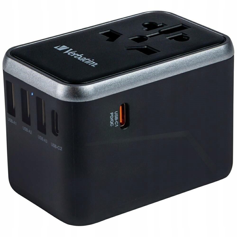 Cestovní adaptér pro Eu/uk/us Verbatim 61W Power Delivery 3xUSB-A/2xUSB-C Cz