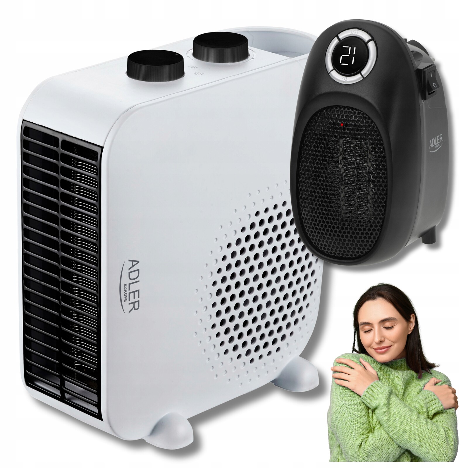 2x Elektrický termoventilátor 2000W podlahový Mini
