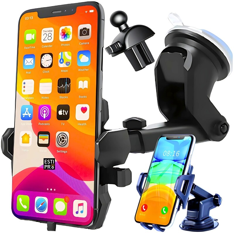 2 x Držák Do Auta Estipro Pro Telefon Na Kokpit Sklo 360° Auta Sklo