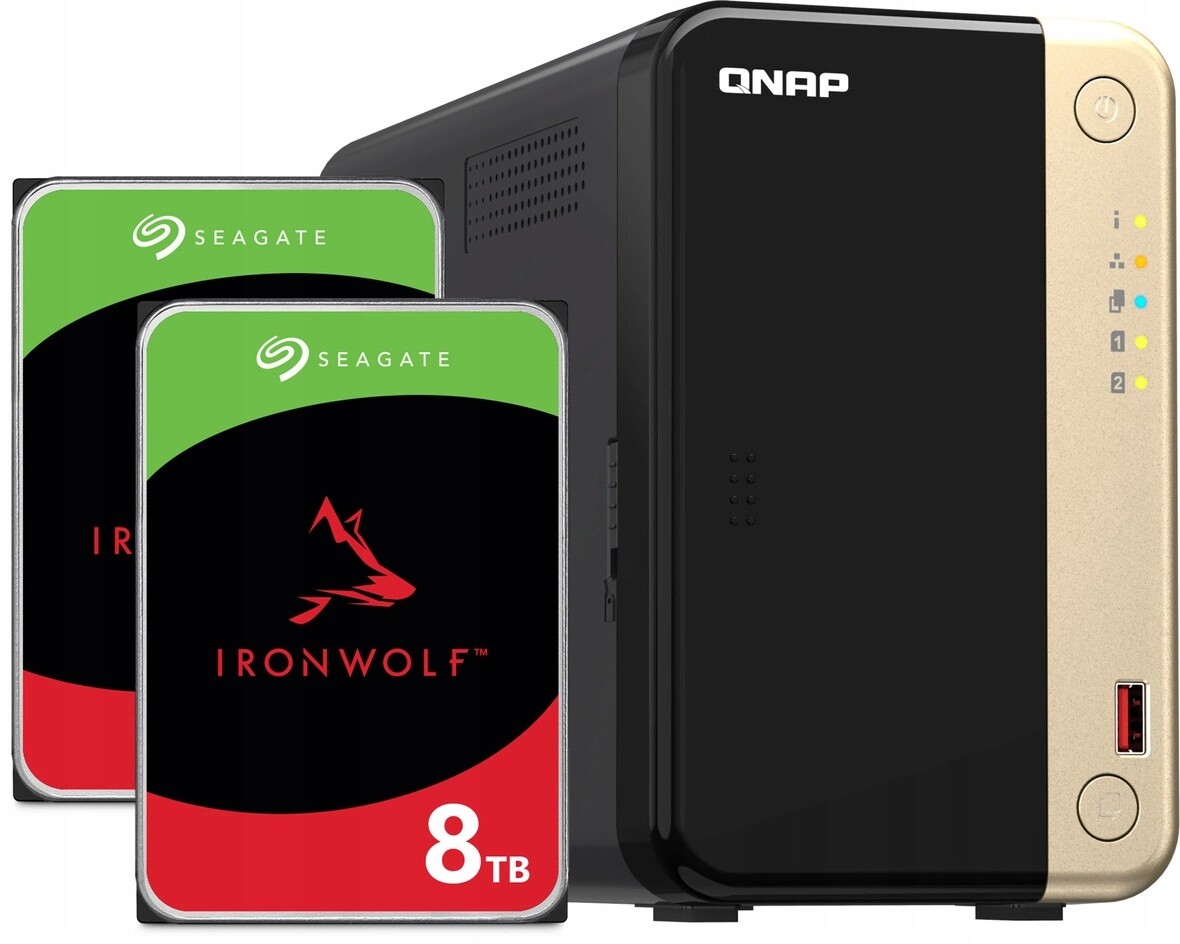 Nas server Qnap TS-264 16GB Ram 16TB Hdd (2x8TB) Seagate IronWolf 2.5GbE