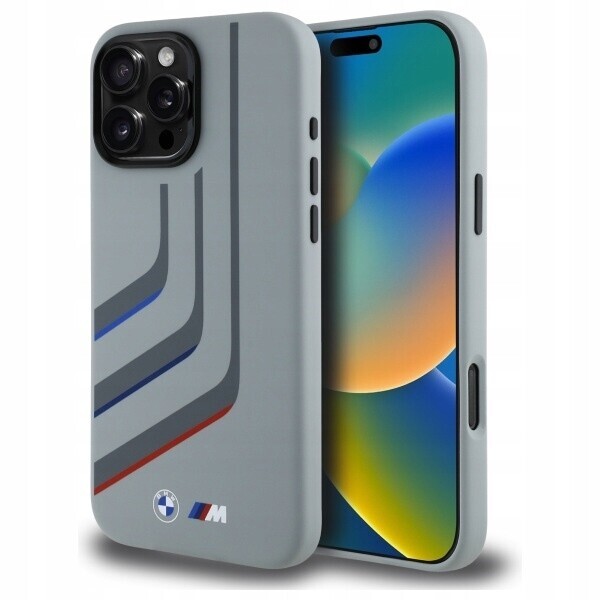 Pouzdro pro iPhone 16 Pro Max Bmw Silicone MagSafe šedé