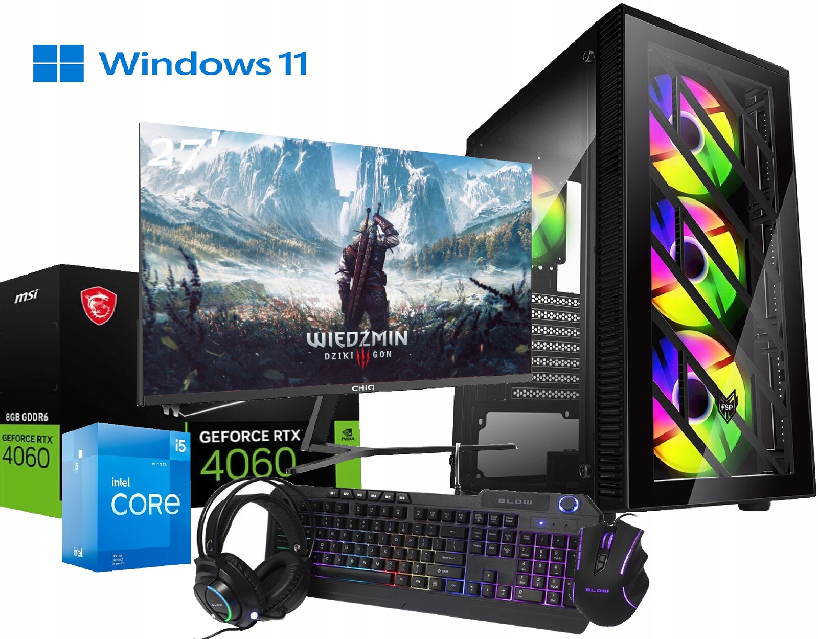 Sada pro Pc hry I5 12400F Rtx 4060 8GB 32GB DDR4 960 Gb M2 WIN11