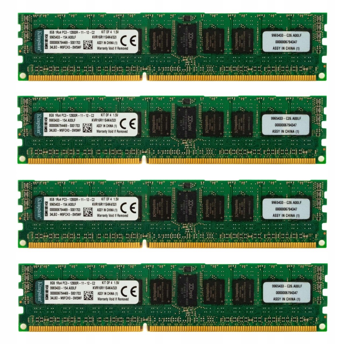 Kingston KVR16R11S4K4/32I 32GB 4x 8GB Kit PC3-12800 1600MHz Ecc
