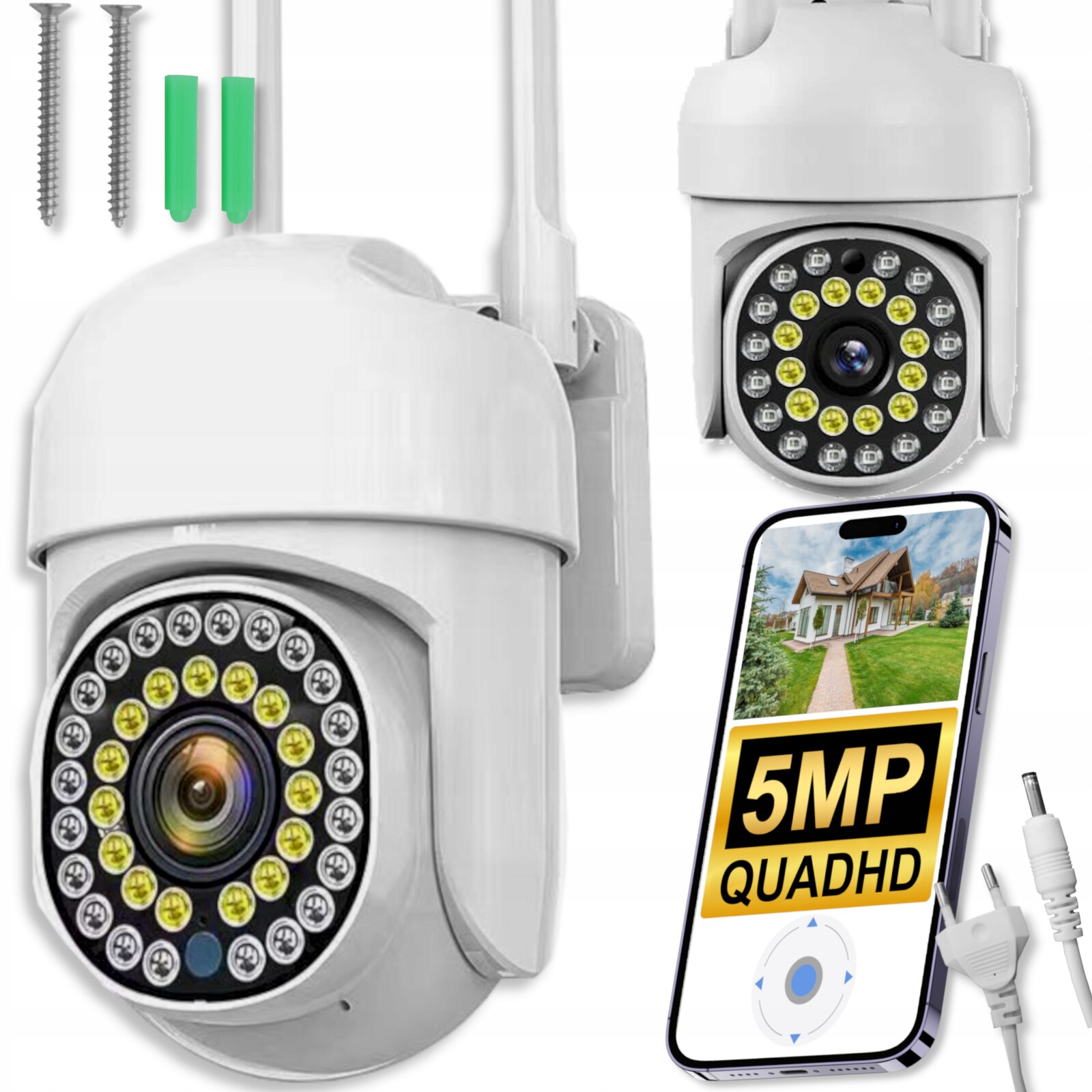 Otočná Wifi Ip Venkovní Kamera 5MP Qhd Monitorování Zoom Detekce Quad Hd