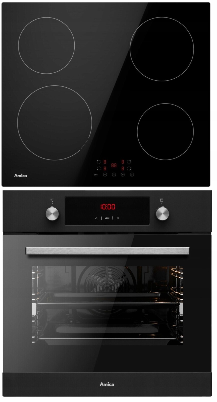 2 x Elektrická vestavná trouba Amica EB7541DB Fine 65L Grill černá