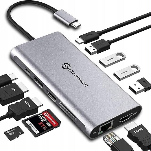 Dokovací stanice Port Hub Usb-c UtechSmart 12 portů Usb 12v1
