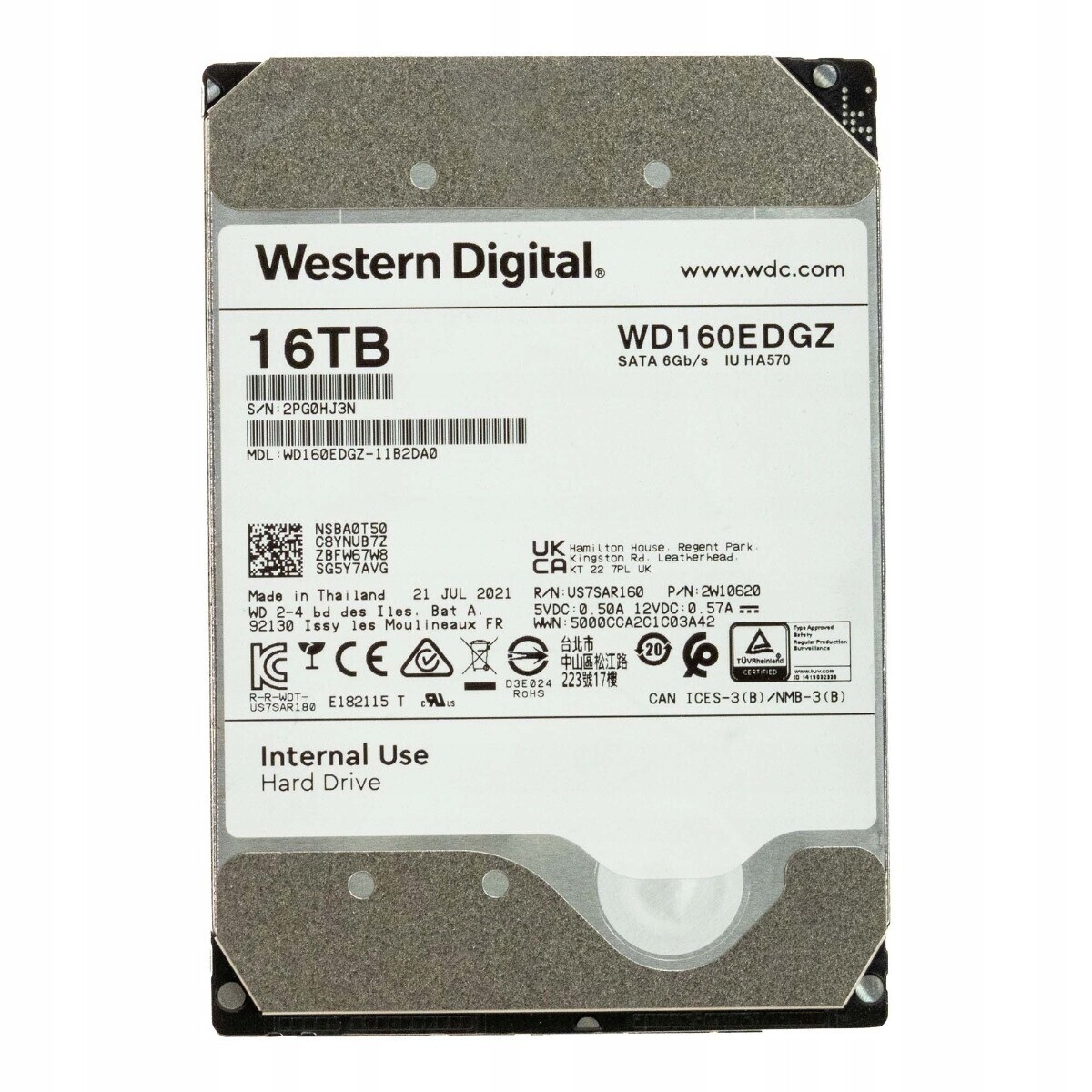 Wd 16TB 7.2K 512MB Sata III 3.5'' WD160EDGZ