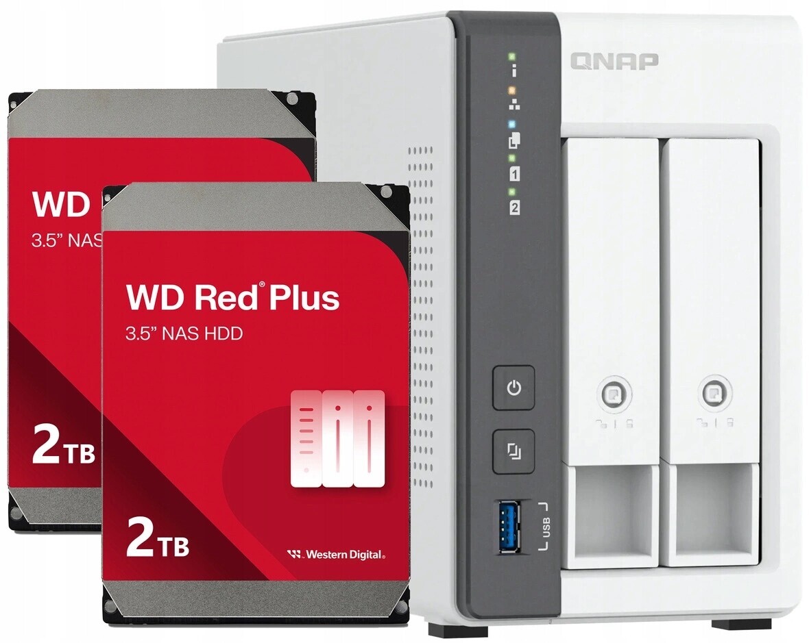 Nas server Qnap TS-216G 4GB Ram 4TB Hdd (2x2TB) Wd Red Plus 2.5GbE Lan