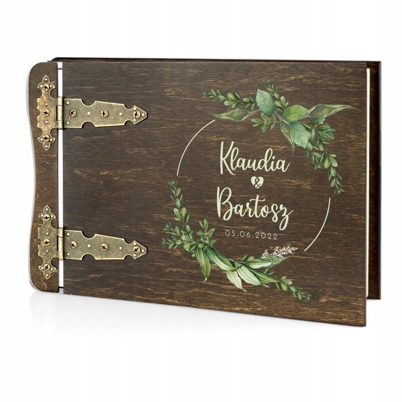 2 x Dřevěné fotoalbum s gravírováním Památka na svatbu pro mladý pár