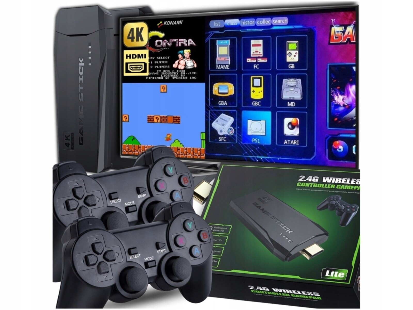 Retro konzole 10000 her 4k hdmi hra přenosná televizní televize sada 2 padů