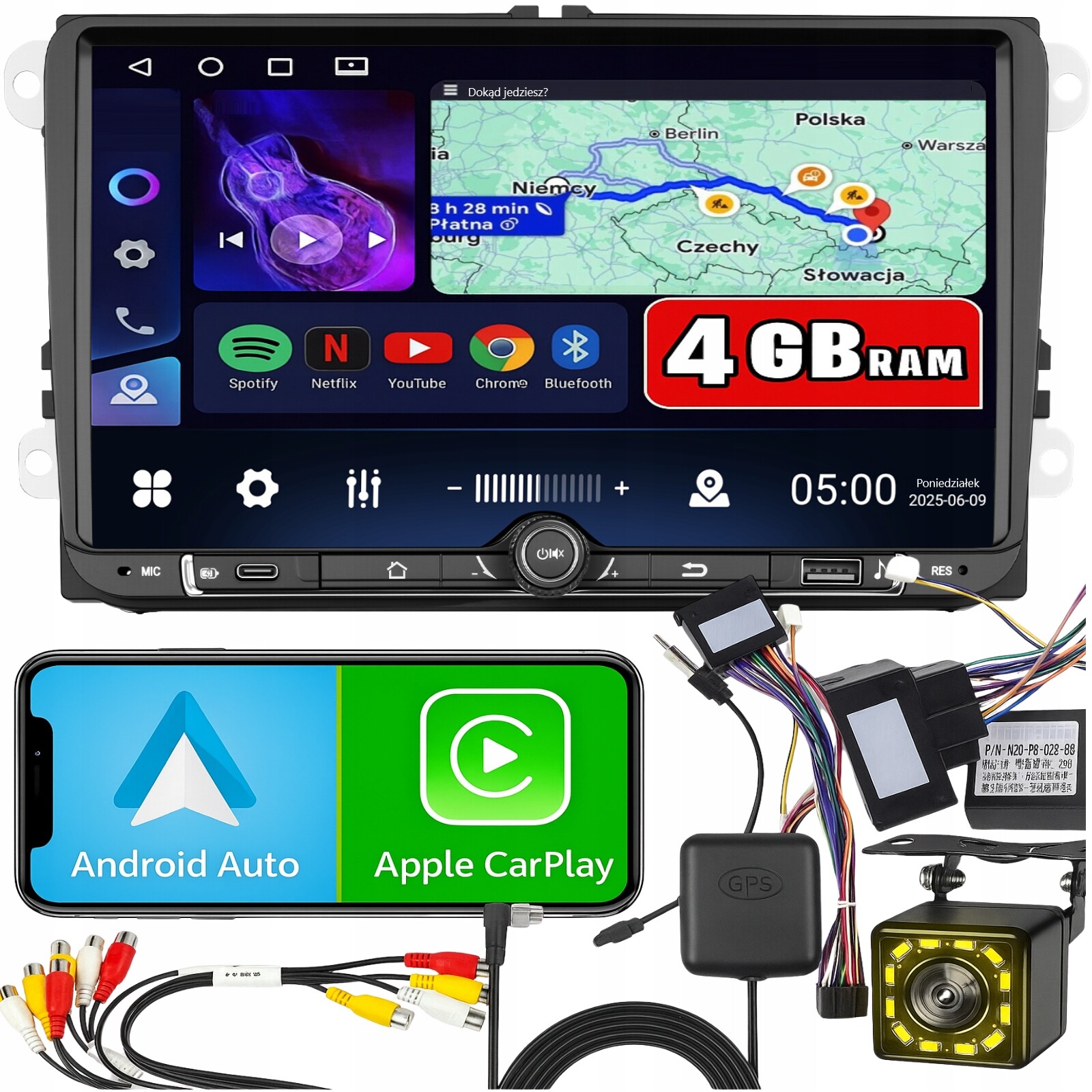 Rádio pro Volkswagen Vw Passat B6 B7 Golf 5 V 6 VI Skoda Seat Android Gps Fm
