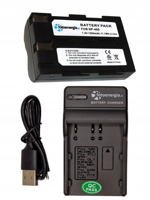 Set nabíječka baterie NP-400 NP400 pro Minolta A1 A2 A7 BP-21 D-LI50
