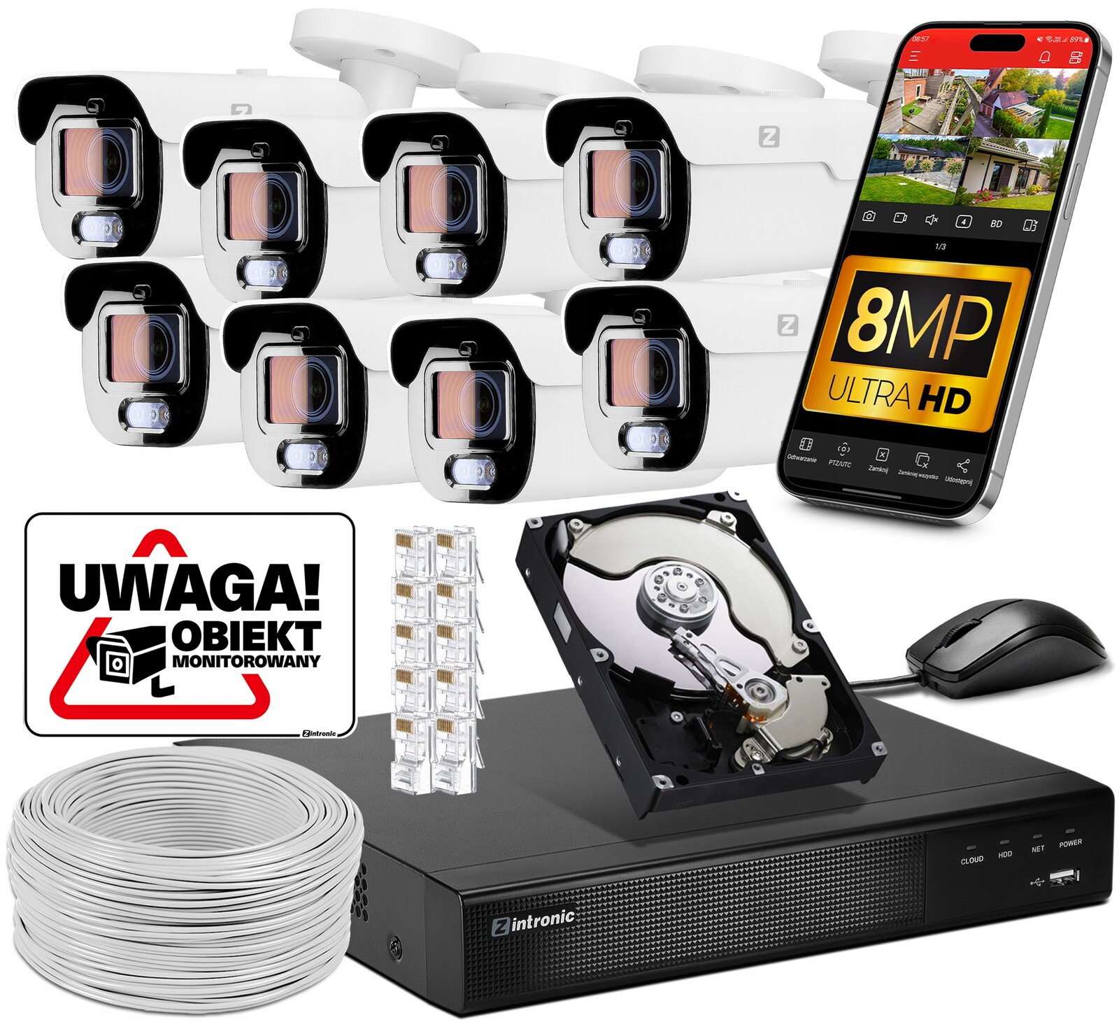 Ip monitorovací sada Poe 8 kamer B8 Ultimate DLM 8MP 4K Audio ZOOMx5