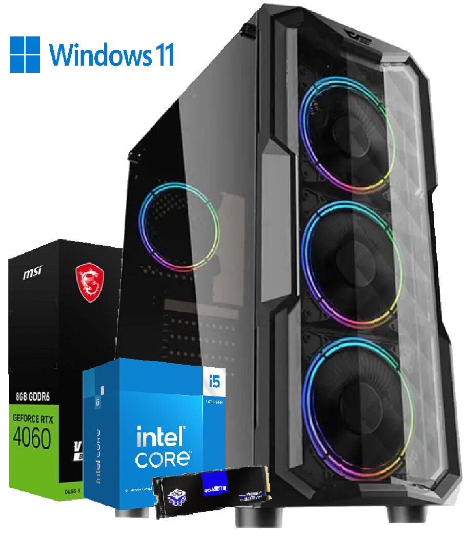 Počítač pro Hry I5 14400F Rtx 4060 8GB, 32GB DDR4 960GB Ssd M.2 Windows 11