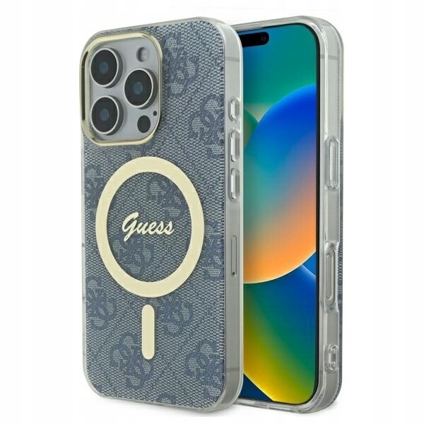 Pouzdro pro iPhone 16 Pro Max Guess Modré Hardcase MagSafe