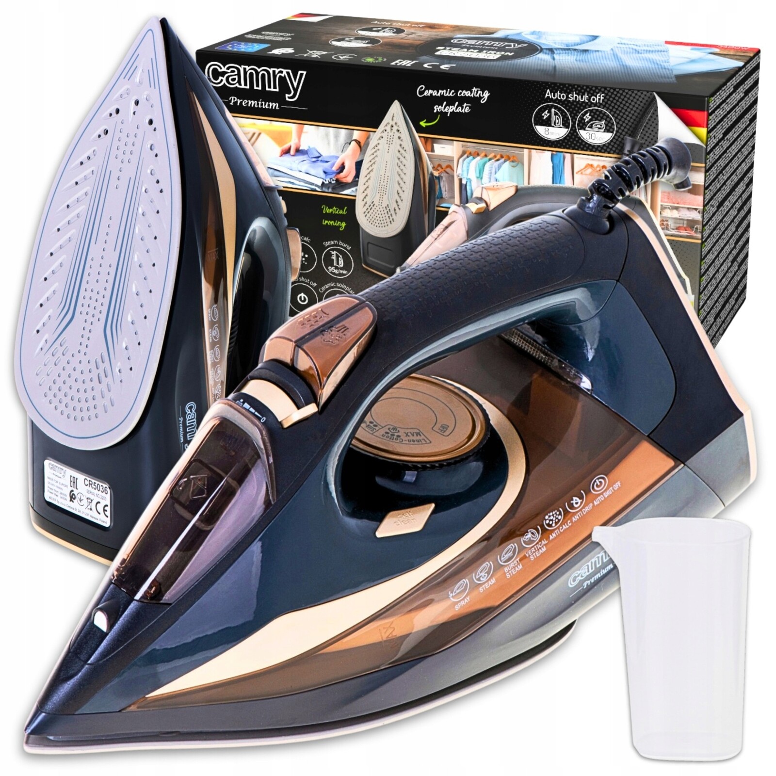 Žehlička 3400 W Keramický Bezpečnostní Vypnutí Silný Anti Drip Anti Calc