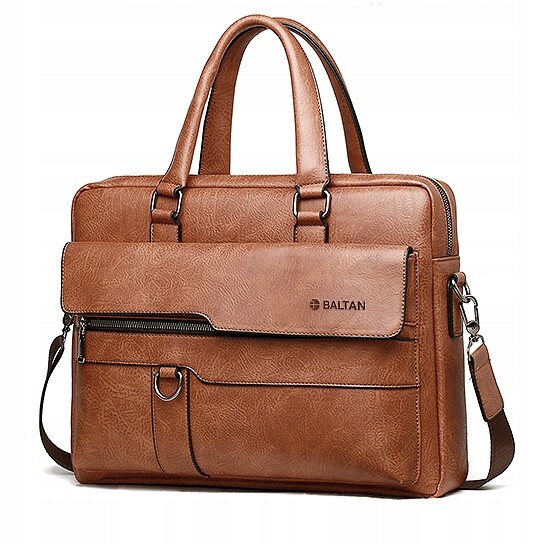 Pánská Obchodní Aktovková Taška Baltan Eco Kůže Na Notebook 15,6'', Bronzová
