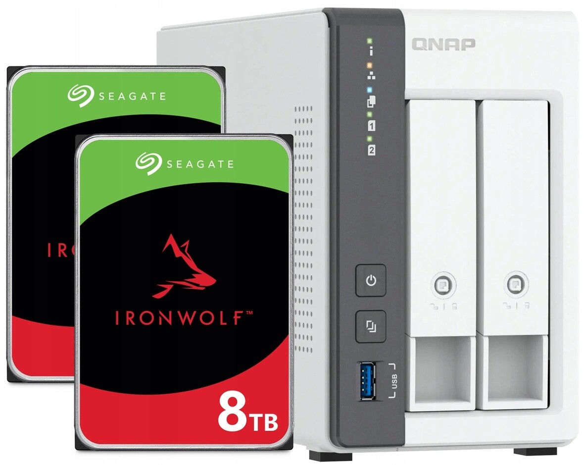 Nas server Qnap TS-216G 4GB Ram 16TB Hdd (2x8TB) Seagate IronWolf 2.5GbE