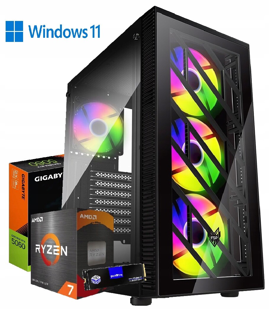 Počítač Ryzen 7 5700, Rtx 5060 8GB, 16GB DDR4, 480GB M.2 WIN11