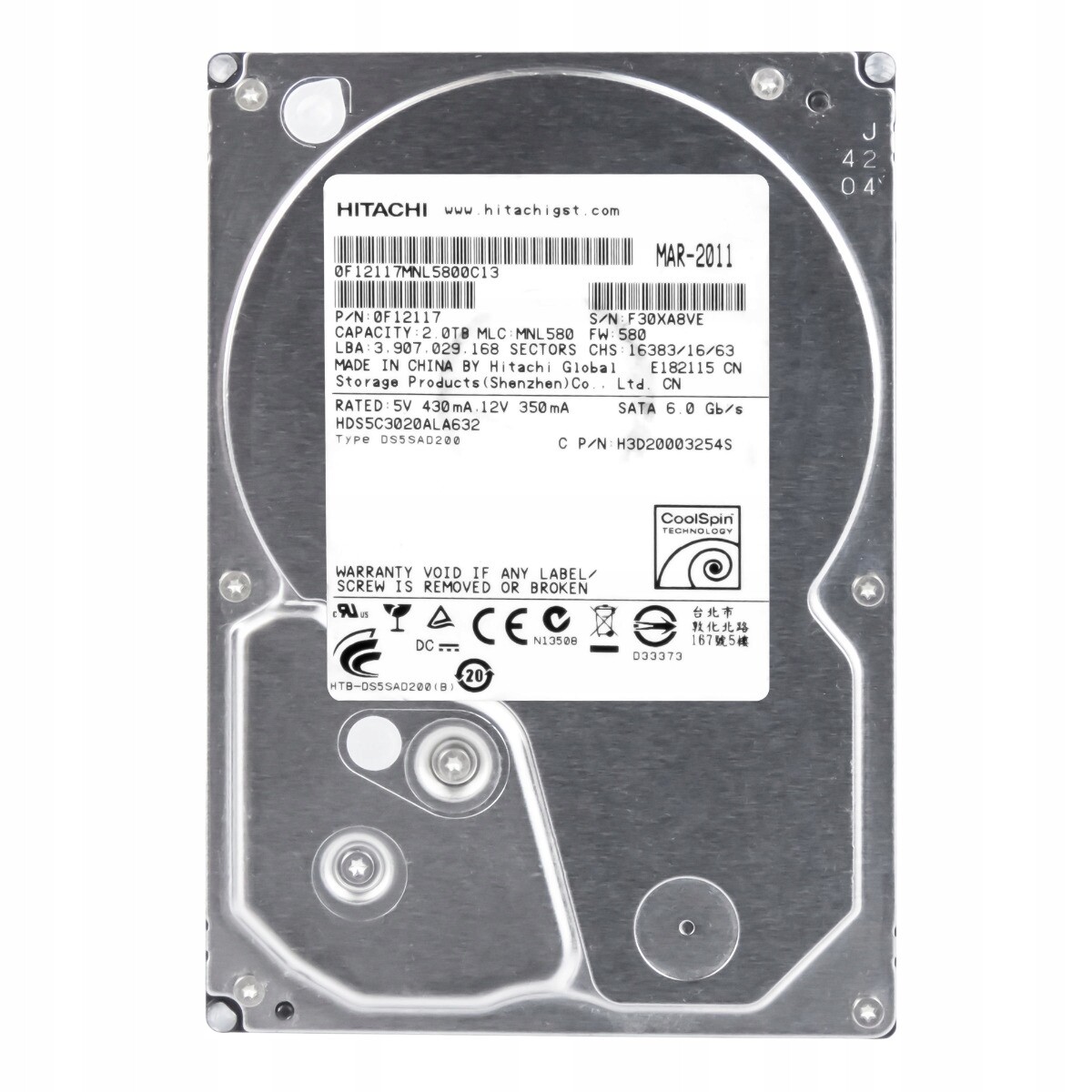 DeskStar 5K3000 2TB Sata III 5.9K 32MB 3.5'' HDS5C3020ALA632