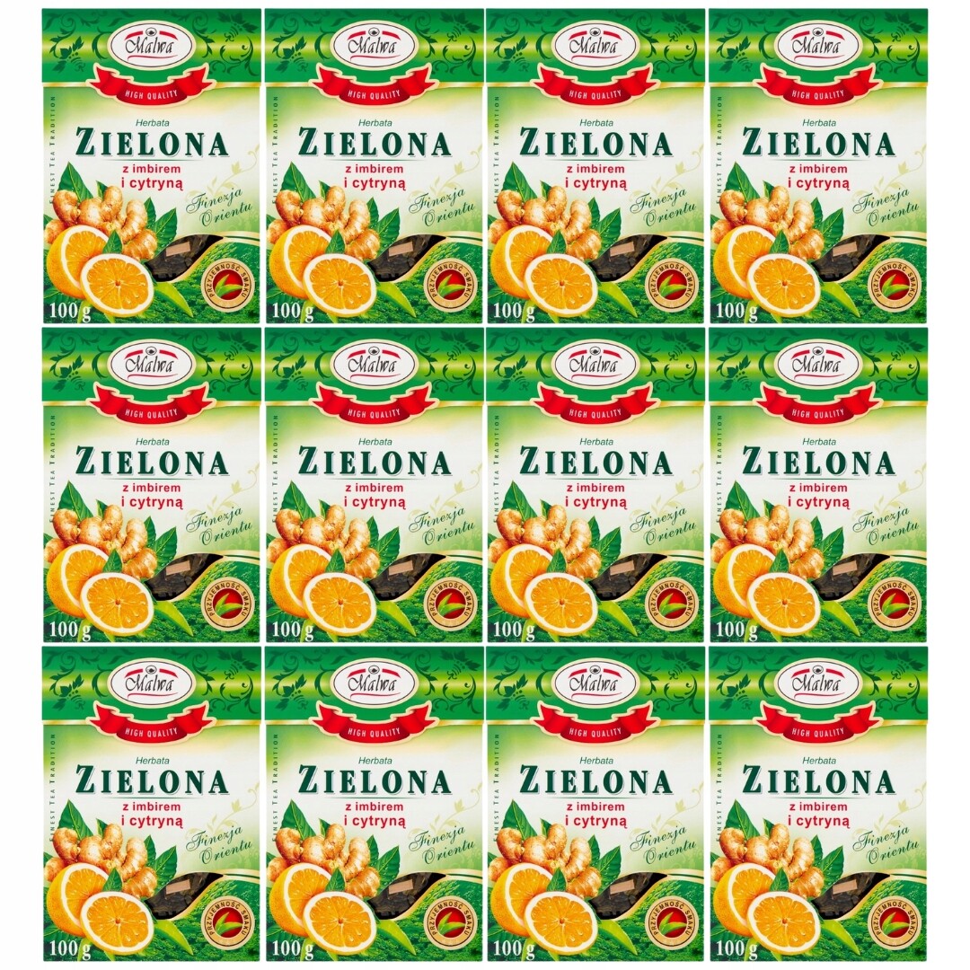 Zelený Čaj Malwa se zázvorem a citronem 100 g x 12 kusů
