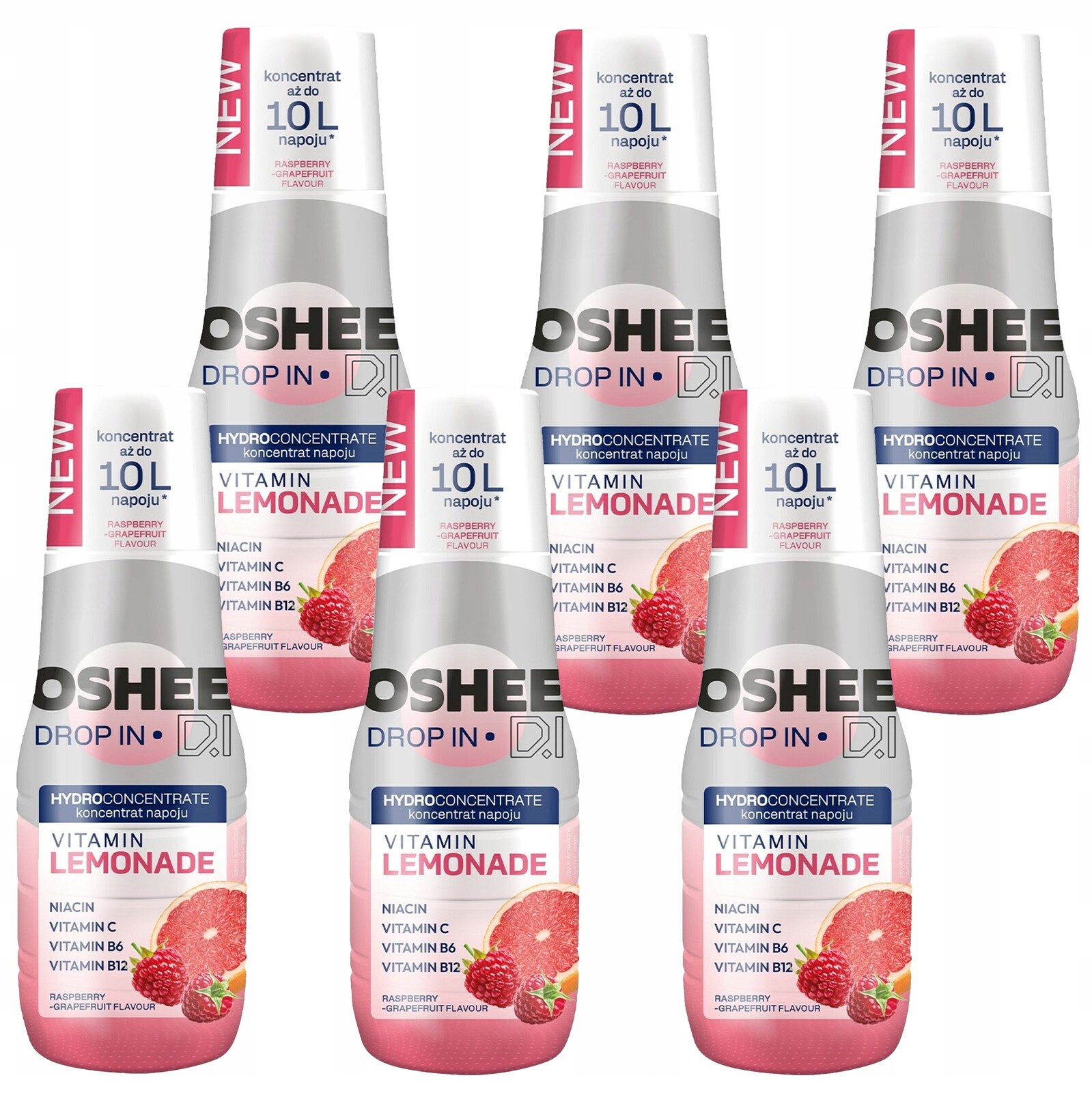 6 X Sirup Oshee Drop Vitamin Limonáda Malina Grapefruit Do Saturátoru 500 ML