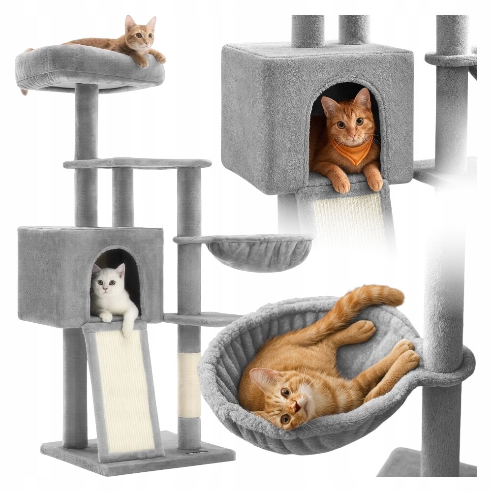 Škrabadlo Pro Kočky Velké 5 Úrovní Vysoké Pelíšek Věž Sloupek Domeček 135 CM