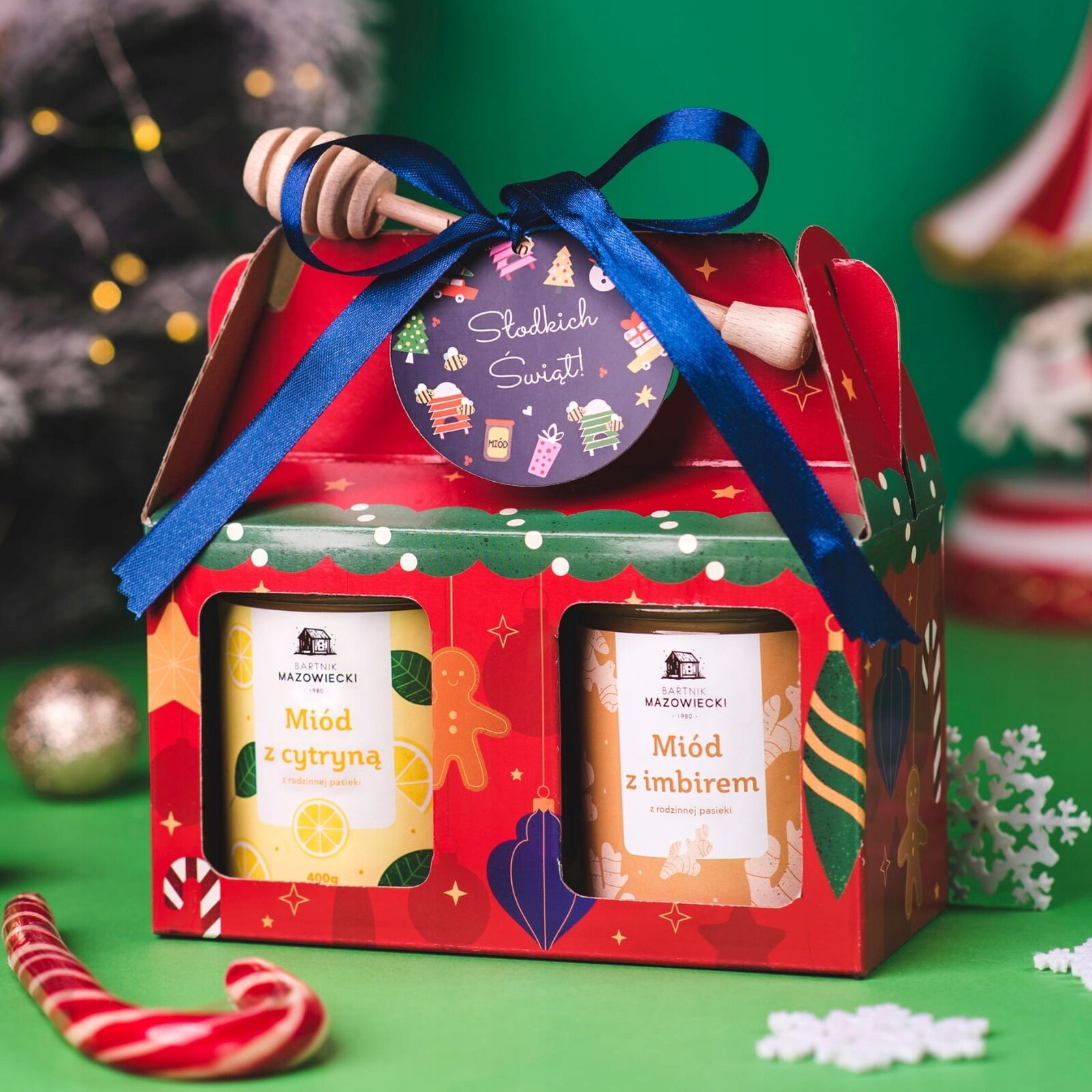 Vánoční sada se dvěma medy v červené krabičce Bartnik Mazowiecki