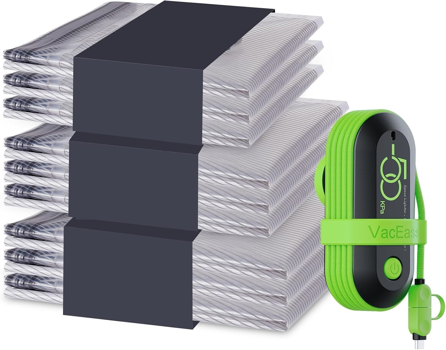 Cestovní vakuové sáčky s elektrickou pumpičkou na oblečení 9 ks