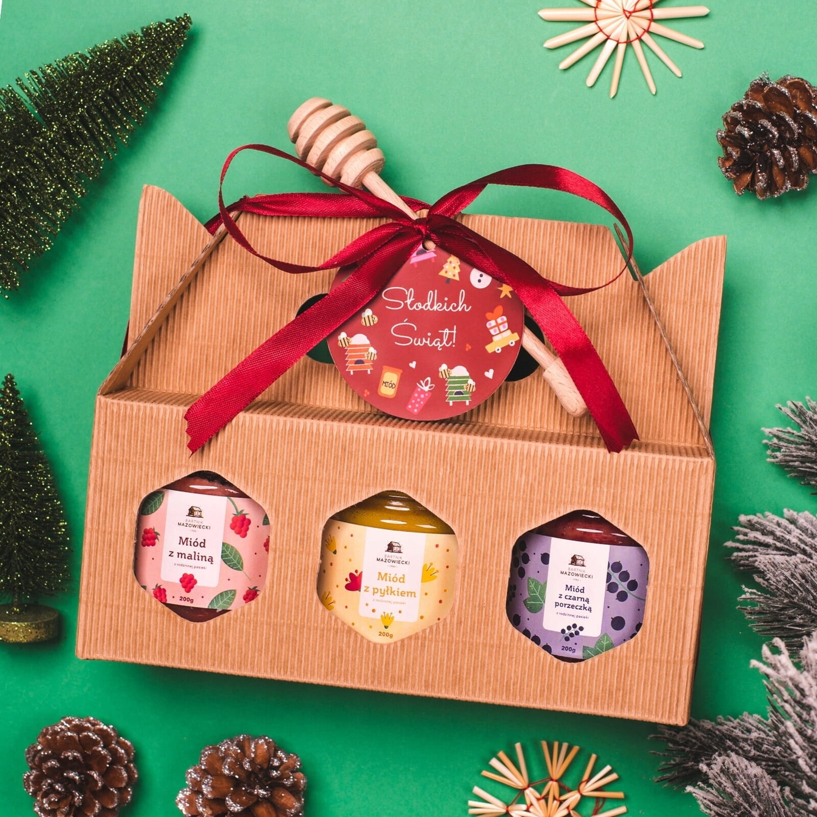 Sada medů na Vánoce 3 x 200 g Bartnik Mazowiecki