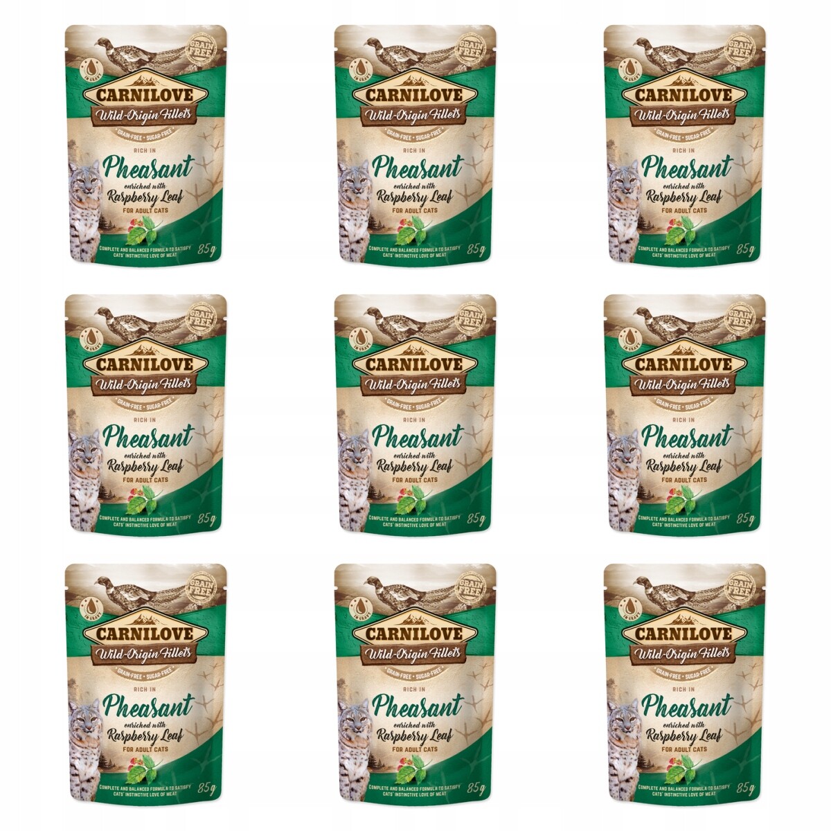 Kapsička Carnilove Cat bažant s malinovými listy 85g balení 9 ks