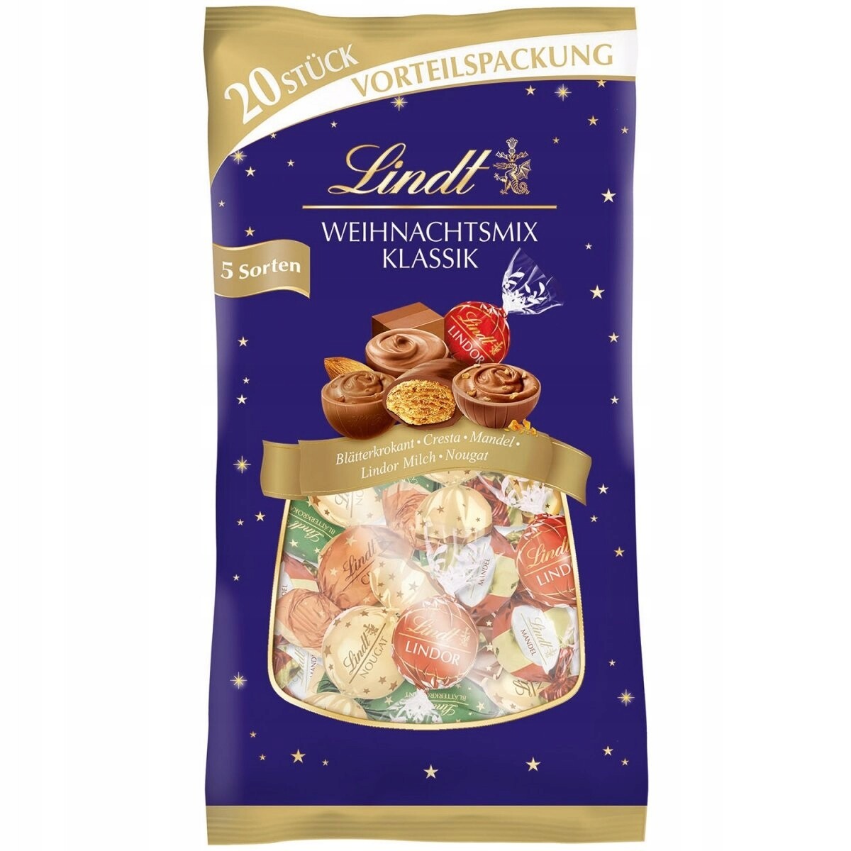 Lindt Vánoční kuličky pralinky 5 příchutí 260 g