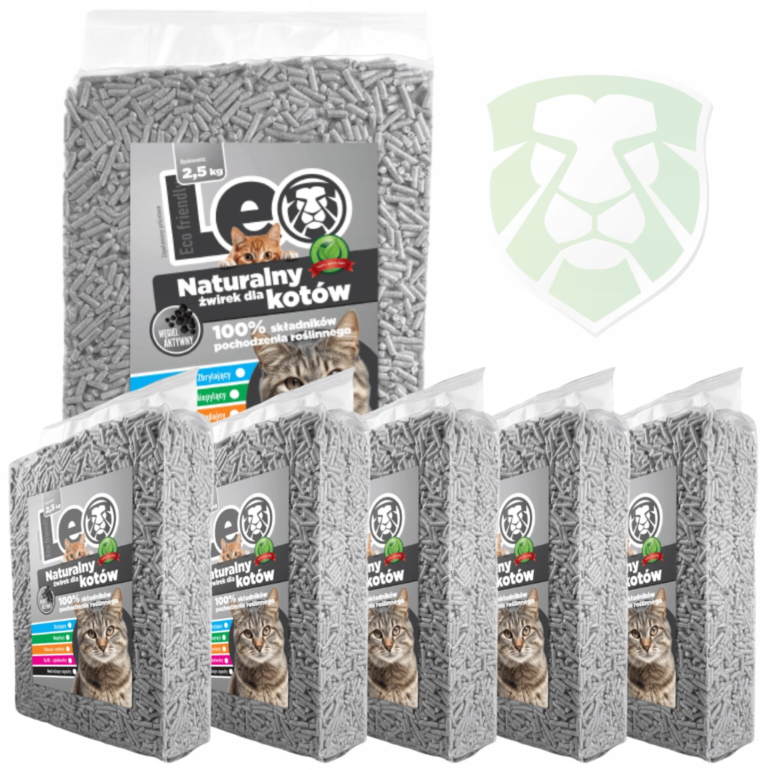 Stelivo pro kočky Leo s aktivním uhlím – tofu – ekologická sada 15 kg